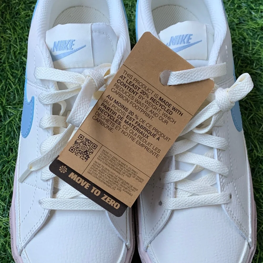 Nike Women's White Sneakers with Light Blue Swoosh and Pink Accents - Picture 8 of 8